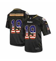 Pittsburgh Steelers #19 JuJu Smith-Schuster Elite Black USA Flag Fashion Football Jersey
