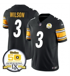 Pittsburgh Steelers #3 Russell Wilson Black 2024 F U S E 50th Anniversary Of Super Bowl IX Alternate Vapor Untouchable Limited Stitched Jersey