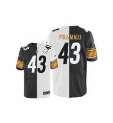 Pittsburgh Steelers #43 Troy Polamalu Elite Black White Split Fashion Football Jersey