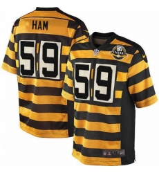 Pittsburgh Steelers #59 Jack Ham Limited Yellow Black Alternate 80TH Anniversary Throwback NFL Jersey