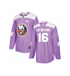 New York Islanders #16 Pat LaFontaine Purple Authentic Fights Cancer Stitched NHL Jersey