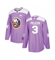 New York Islanders #3 Adam Pelech Authentic Purple Fights Cancer Practice NHL Jersey
