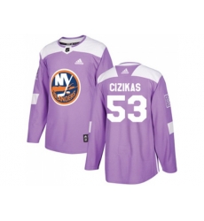 New York Islanders #53 Casey Cizikas Purple Authentic Fights Cancer Stitched NHL Jersey