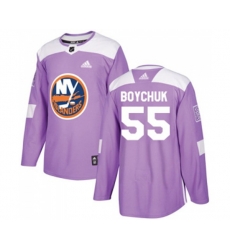 New York Islanders #55 Johnny Boychuk Authentic Purple Fights Cancer Practice NHL Jersey