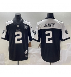 Las Vegas Raiders #2 Ashton Jeanty Black White 2025 Draft F.U.S.E. With Nevada Silver Stat And 65th Anniversary Football Stitched Jersey
