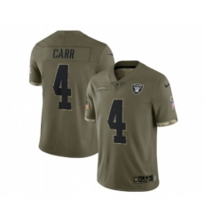Las Vegas Raiders #4 Derek Carr 2022 Olive Salute To Service Limited Stitched Jersey