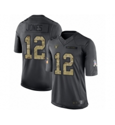 Oakland Raiders #12 Zay Jones Limited Black 2016 Salute to Service Football Jersey