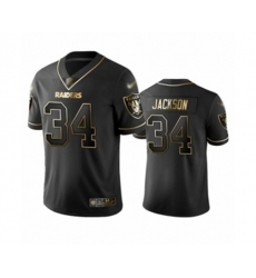Oakland Raiders #34 Bo Jackson Black Golden Edition Limited Player 100th Season Football Jersey