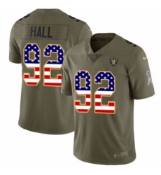 Oakland Raiders #92 P.J. Hall Limited Olive USA Flag 2017 Salute to Service NFL Jersey