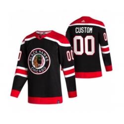 Chicago Blackhawks Custom Black 2020-21 Reverse Retro Alternate Hockey Jersey