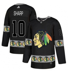 Chicago Blackhawks #10 Patrick Sharp Authentic Black Team Logo Fashion NHL Jersey