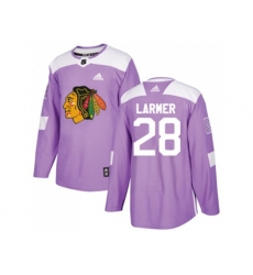 Chicago Blackhawks #28 Steve Larmer Purple Authentic Fights Cancer Stitched NHL Jersey