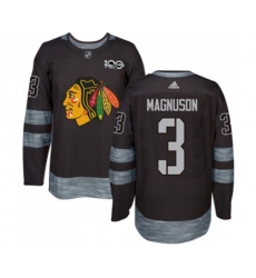 Chicago Blackhawks #3 Keith Magnuson Authentic Black 1917-2017 100th Anniversary NHL Jersey