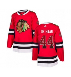 Chicago Blackhawks #44 Calvin De Haan Red Home Authentic Drift Fashion Stitched Hockey Jersey