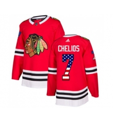 Chicago Blackhawks #7 Chris Chelios Authentic Red USA Flag Fashion NHL Jersey