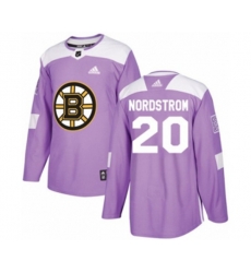 Adidas Boston Bruins #20 Joakim Nordstrom Authentic Purple Fights Cancer Practice NHL Jersey