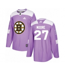 Adidas Boston Bruins #27 John Moore Authentic Purple Fights Cancer Practice NHL Jersey