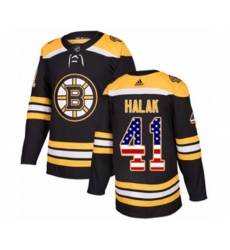 Adidas Boston Bruins #41 Jaroslav Halak Authentic Black USA Flag Fashion NHL Jersey