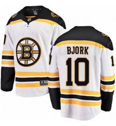 Boston Bruins #10 Anders Bjork Authentic White Away Fanatics Branded Breakaway NHL Jersey