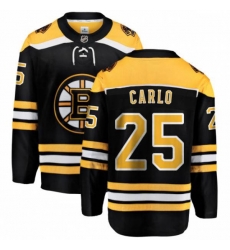 Boston Bruins #25 Brandon Carlo Authentic Black Home Fanatics Branded Breakaway NHL Jersey