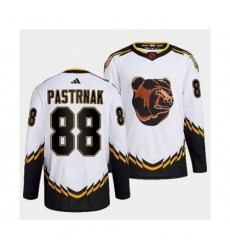 Boston Bruins #88 David Pastrnak 2022 White Reverse Retro Stitched Jersey