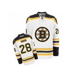 Reebok Boston Bruins #28 Dominic Moore Authentic White Away NHL Jersey