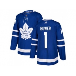 Toronto Maple Leafs #1 Johnny Bower Blue Home Authentic Stitched NHL Jersey