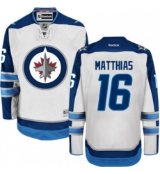 Winnipeg Jets #16 Shawn Matthias Authentic White Away NHL Jersey