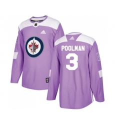 Winnipeg Jets #3 Tucker Poolman Authentic Purple Fights Cancer Practice NHL Jersey