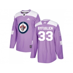 Winnipeg Jets #33 Dustin Byfuglien Purple Authentic Fights Cancer Stitched NHL Jersey