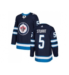 Winnipeg Jets #5 Mark Stuart Navy Blue Home Authentic Stitched NHL Jersey