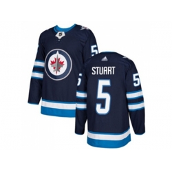 Winnipeg Jets #5 Mark Stuart Navy Blue Home Authentic Stitched NHL Jersey