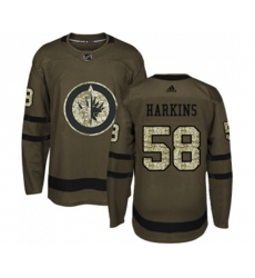 Winnipeg Jets #58 Jansen Harkins Premier Green Salute to Service NHL Jersey