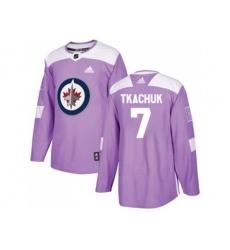 Winnipeg Jets #7 Keith Tkachuk Purple Authentic Fights Cancer Stitched NHL Jersey