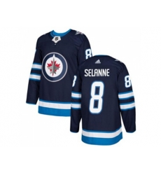 Winnipeg Jets #8 Teemu Selanne Navy Blue Home Authentic Stitched NHL Jersey