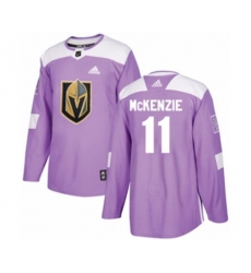 Vegas Golden Knights #11 Curtis McKenzie Authentic Purple Fights Cancer Practice NHL Jersey