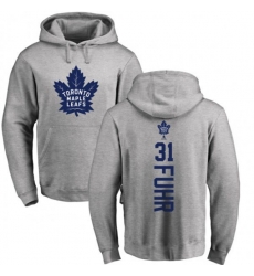 Toronto Maple Leafs #31 Grant Fuhr Ash Backer Pullover Hoodie