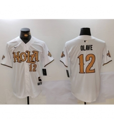 New Orleans Saints #12 Chris Olave Number White Nola Baseball Jersey