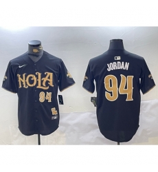 New Orleans Saints #94 Cameron Jordan Number Black Nola Baseball Jersey