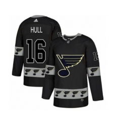 Adidas St. Louis Blues #16 Brett Hull Authentic Black Team Logo Fashion NHL Jersey
