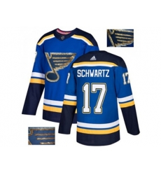Adidas St. Louis Blues #17 Jaden Schwartz Blue Home Authentic Fashion Gold Stitched NHL Jersey
