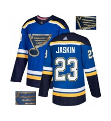 Adidas St. Louis Blues #23 Dmitrij Jaskin Authentic Royal Blue Fashion Gold NHL Jersey
