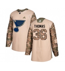 Adidas St. Louis Blues #36 Robert Thomas Authentic Camo Veterans Day Practice NHL Jersey