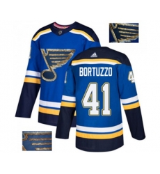 Adidas St. Louis Blues #41 Robert Bortuzzo Authentic Royal Blue Fashion Gold NHL Jersey
