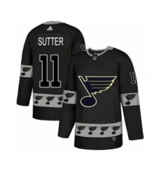 St. Louis Blues #11 Brian Sutter Authentic Black Team Logo Fashion NHL Jersey
