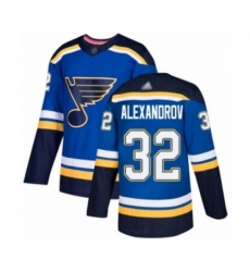 St. Louis Blues #32 Nikita Alexandrov Authentic Royal Blue Home Hockey Jersey