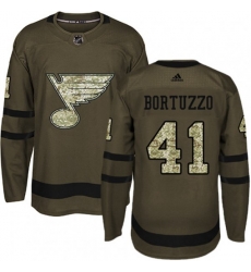 St. Louis Blues #41 Robert Bortuzzo Authentic Green Salute to Service NHL Jersey