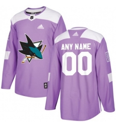 San Jose Sharks Custom adidas Purple Hockey Fights Cancer Practice Jersey