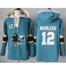 San Jose Sharks #12 Patrick Marleau Teal Pullover Hoodie Stitched NHL Jersey