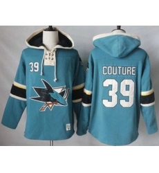 San Jose Sharks #39 Logan Couture Teal Pullover Hoodie Stitched NHL Jersey